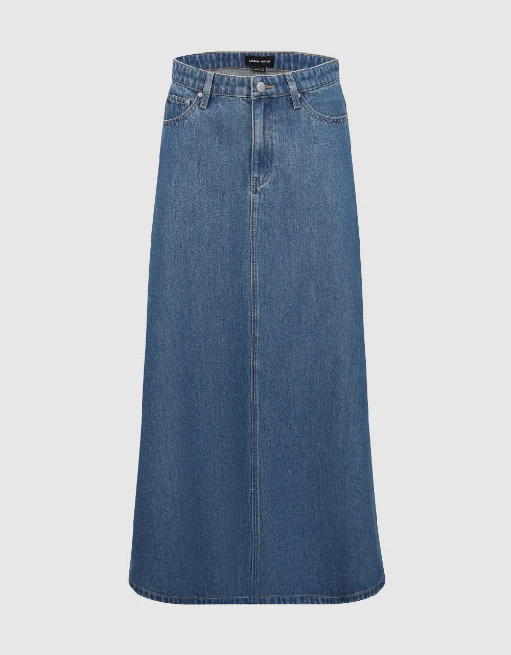 Midi A-Line Denim Skirt sold by Urban Revivo