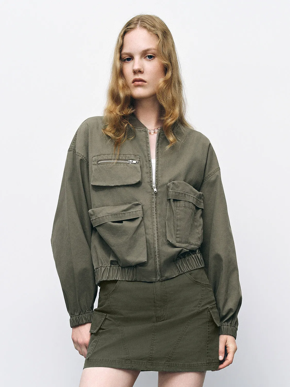 Zipper Front Oversized Jacket sold by Urban Revivo