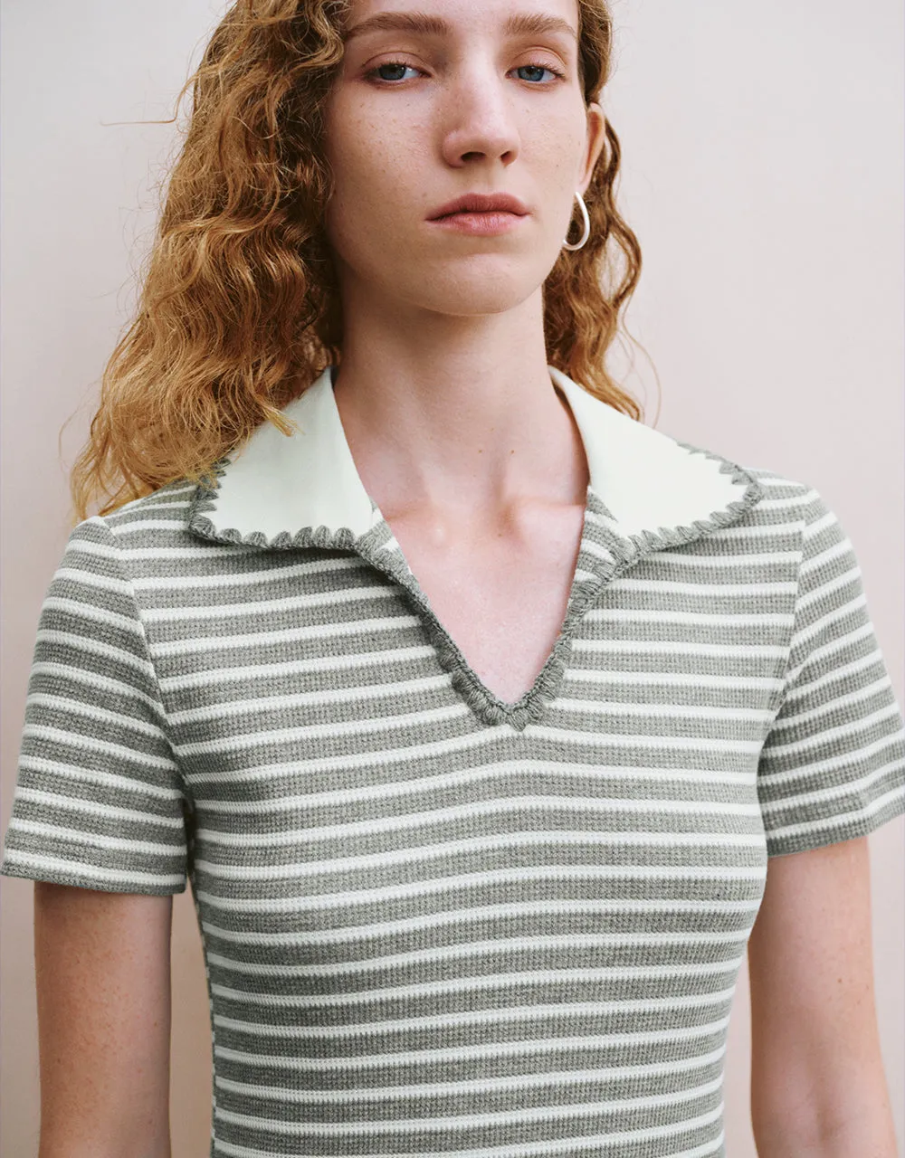 Striped Lapel A-Line Dress sold by Urban Revivo product image thumbnail 4