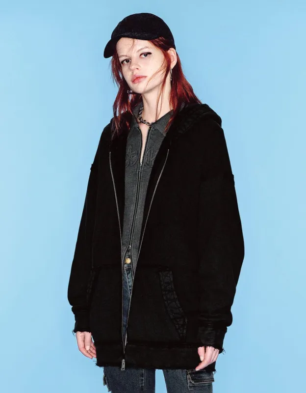 Zipper Front Hooded Straight Jacket sold by Urban Revivo