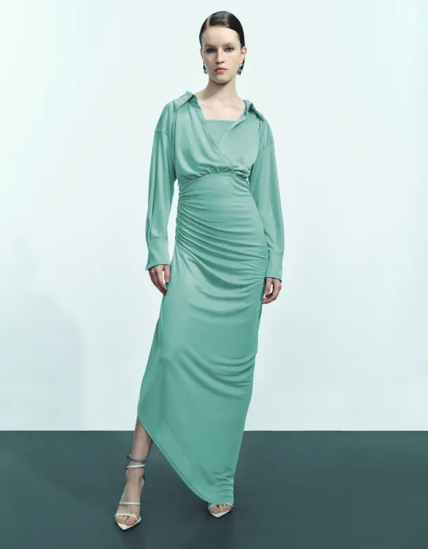 Ruched V-Neck Skater Dress sold by Urban Revivo