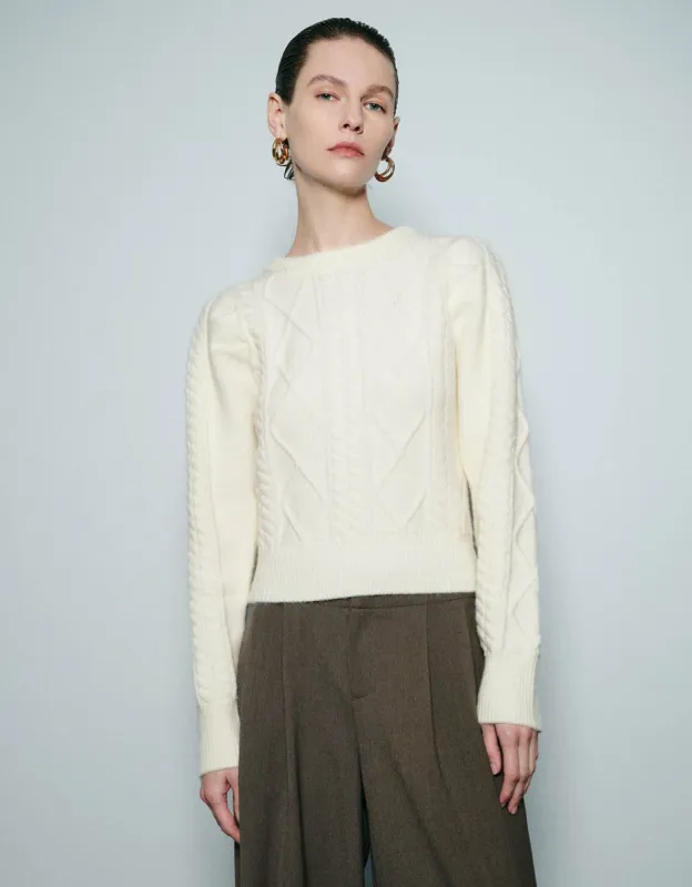 Puff Sleeve Crew Neck Sweater sold by Urban Revivo