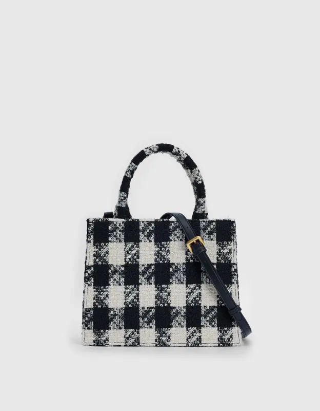 Checkered Tweed Handbag sold by Urban Revivo