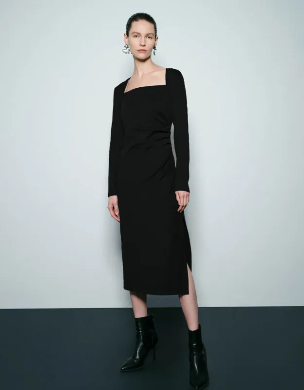 Ruched Square-cut Collar Skater Dress sold by Urban Revivo