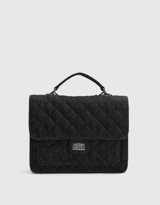 Quilted Denim Backpack With Stand Handle sold by Urban Revivo