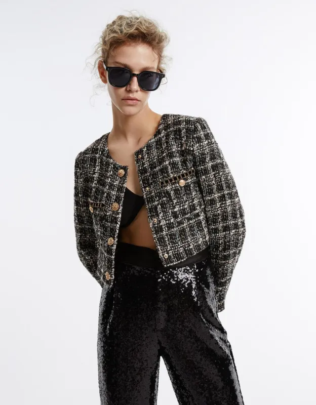 Tweed Button Up Jacket sold by Urban Revivo