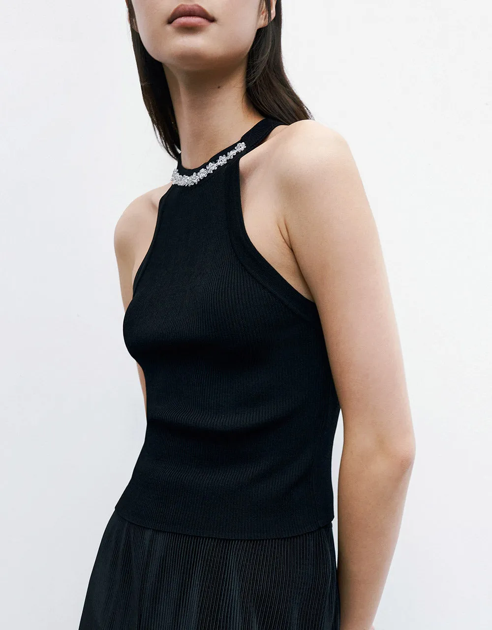 Beaded Detail Ribbed Knit Tank Top sold by Urban Revivo product image thumbnail 5