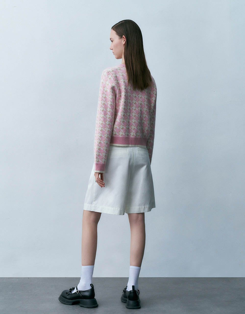 Houndstooth Crew Neck Knitted Cardigan sold by Urban Revivo product image thumbnail 4