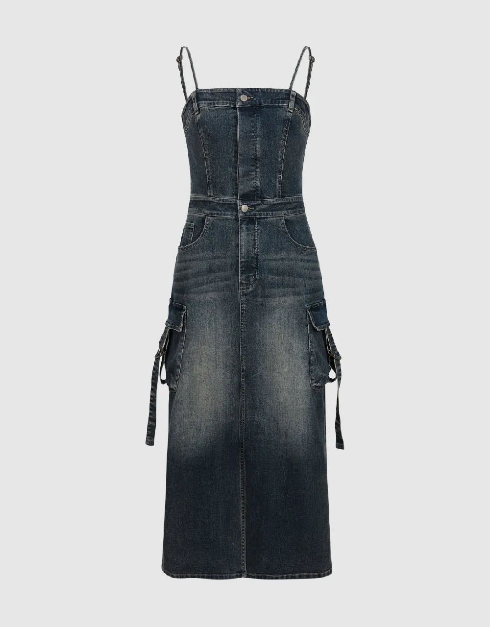 Skinny Off-Shoulder Cami Denim Dress sold by Urban Revivo product image thumbnail 2