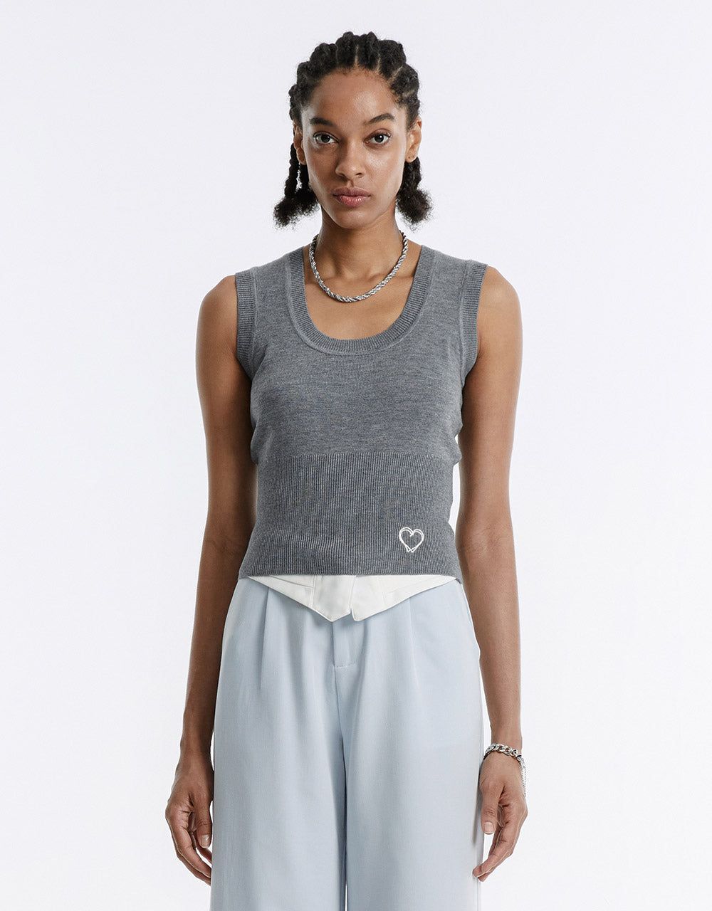 Heart Embroidery Tank sold by Urban Revivo