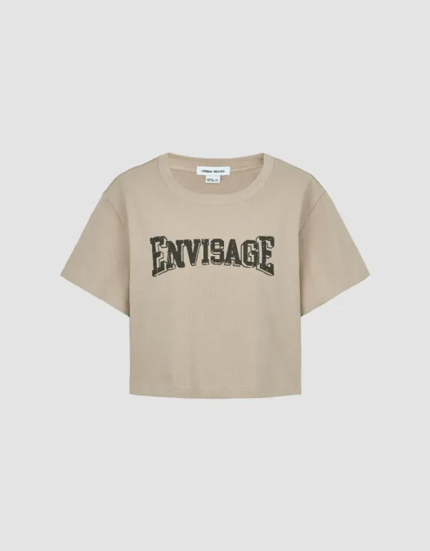 Letter Printed Crew Neck Loose T-Shirt sold by Urban Revivo