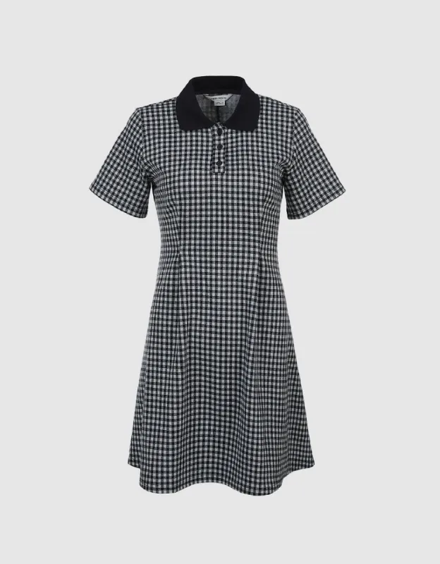 Checkered Lapel Skater Dress made by Urban Revivo