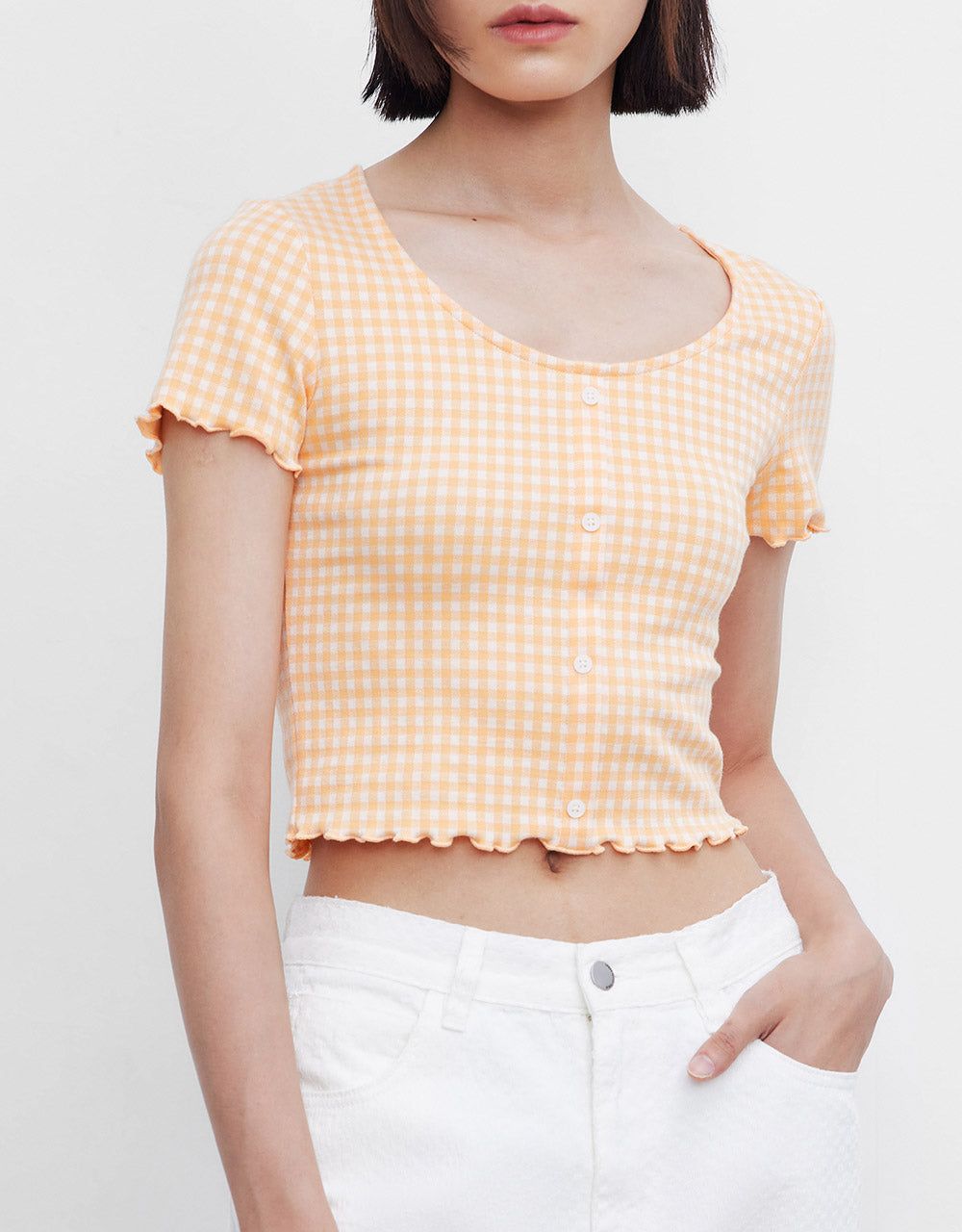 Checkered Crop T-Shirt sold by Urban Revivo product image thumbnail 5