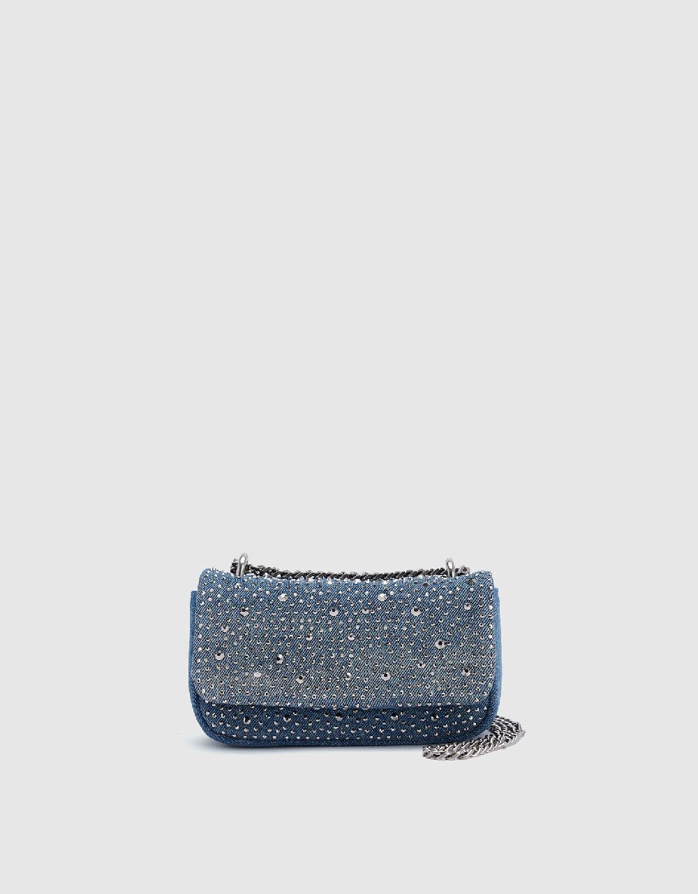 Rhinestone Décor Denim Shoulder Bag sold by Urban Revivo