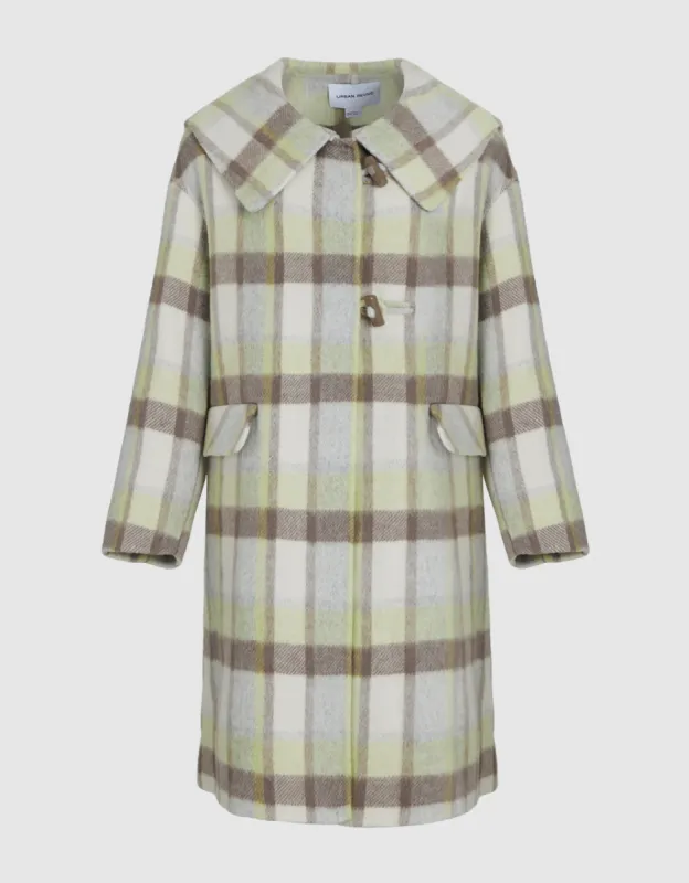 Plaid Straight Furry Coat sold by Urban Revivo