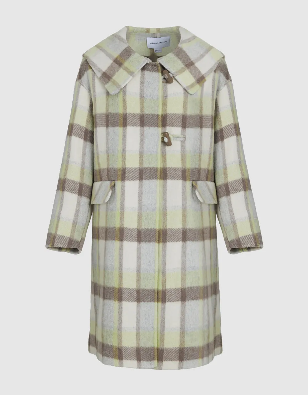 Plaid Straight Furry Coat sold by Urban Revivo