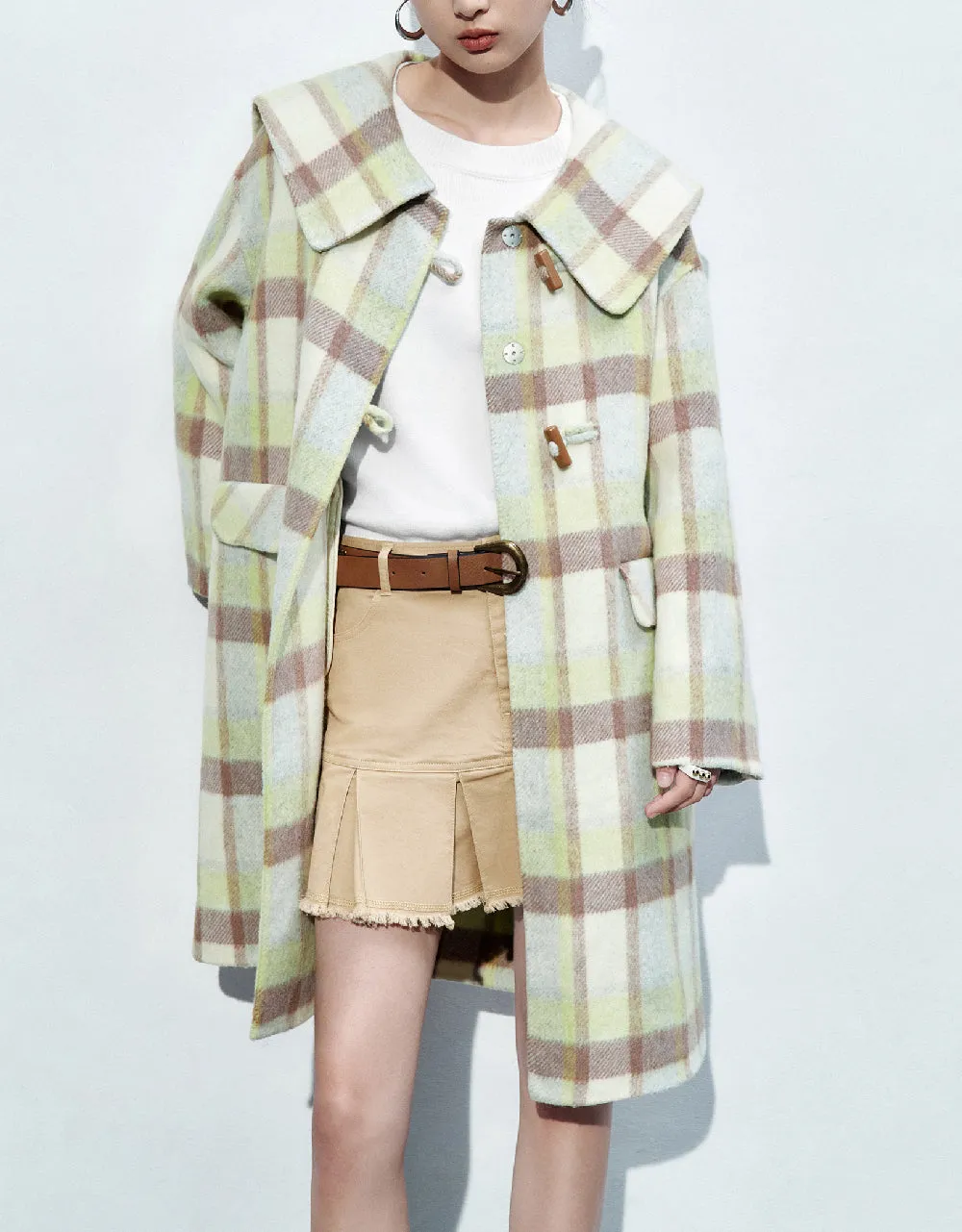 Plaid Straight Furry Coat sold by Urban Revivo product image thumbnail 2