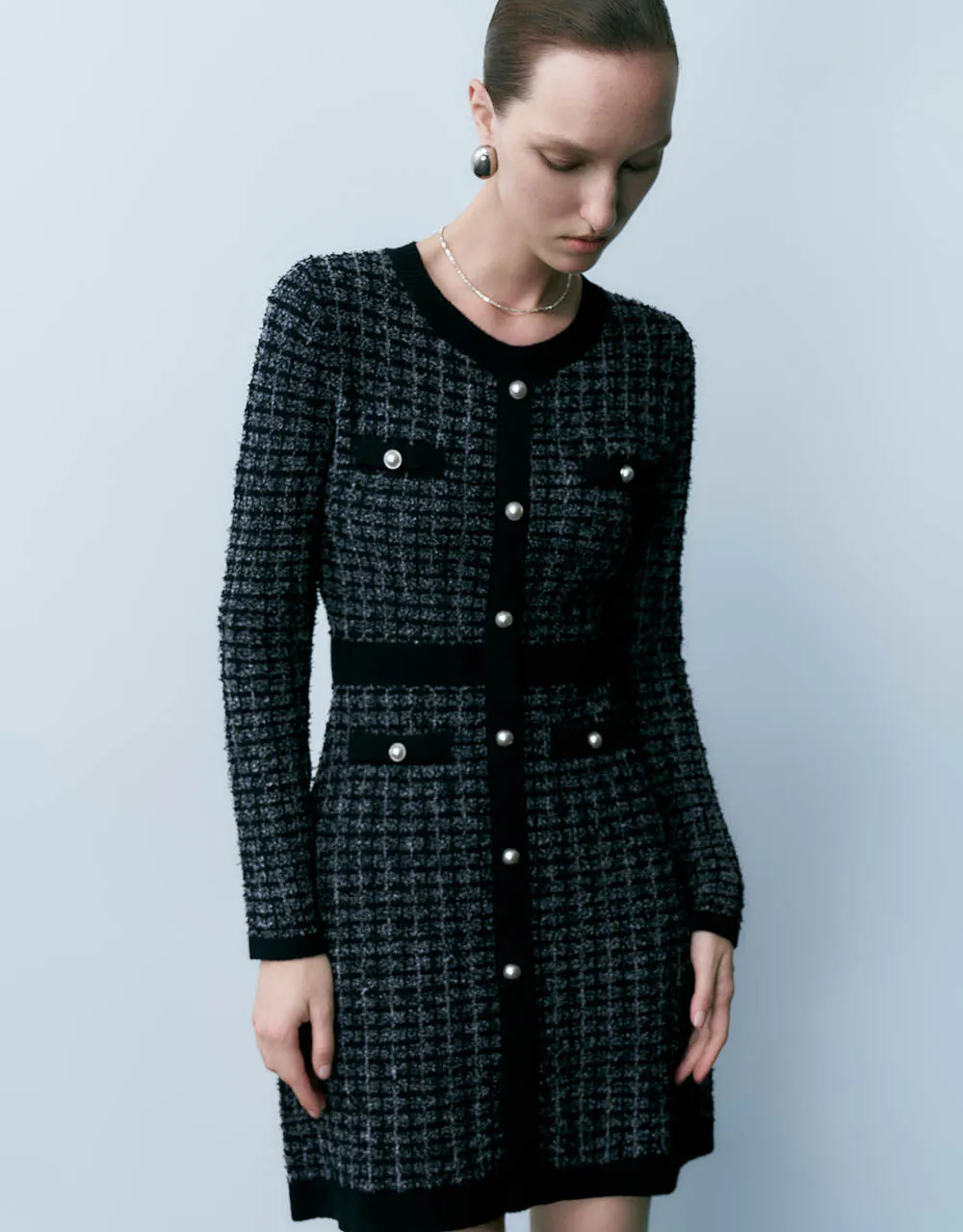 Tweed Crew Neck Knitted Dress sold by Urban Revivo product image thumbnail 3