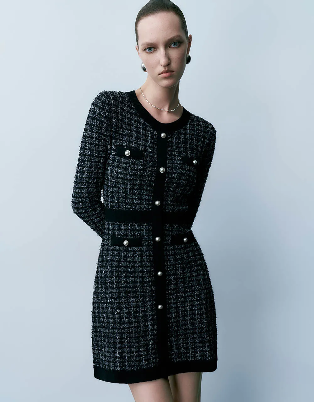Tweed Crew Neck Knitted Dress sold by Urban Revivo