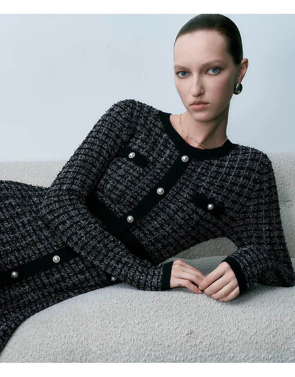 Tweed Crew Neck Knitted Dress sold by Urban Revivo product image thumbnail 5