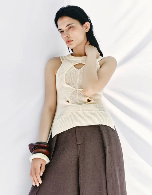 Crew Neck Skinny Knitted Tank Top sold by Urban Revivo