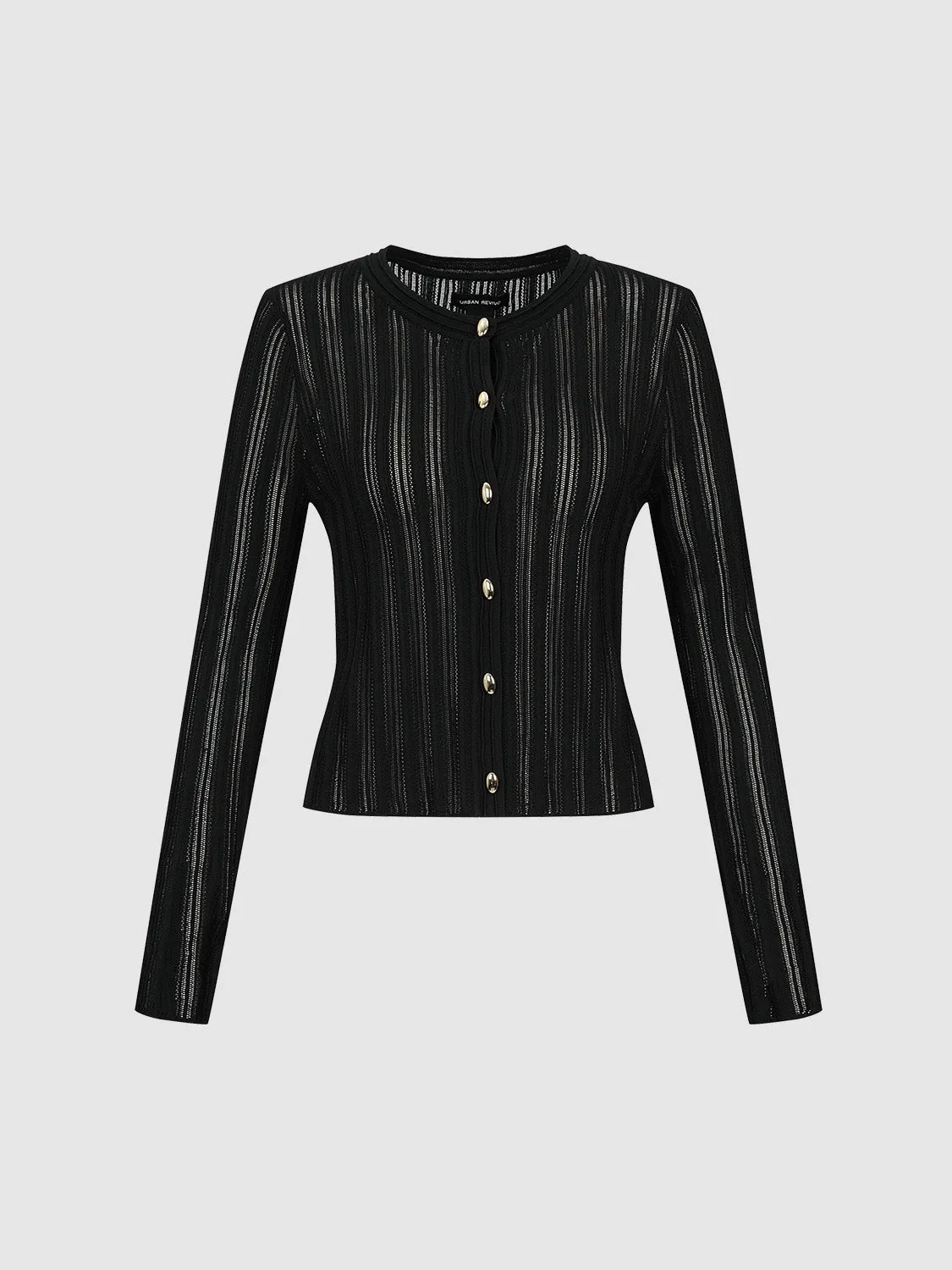 Crew Neck Skinny Knitted Cardigan sold by Urban Revivo product image thumbnail 2