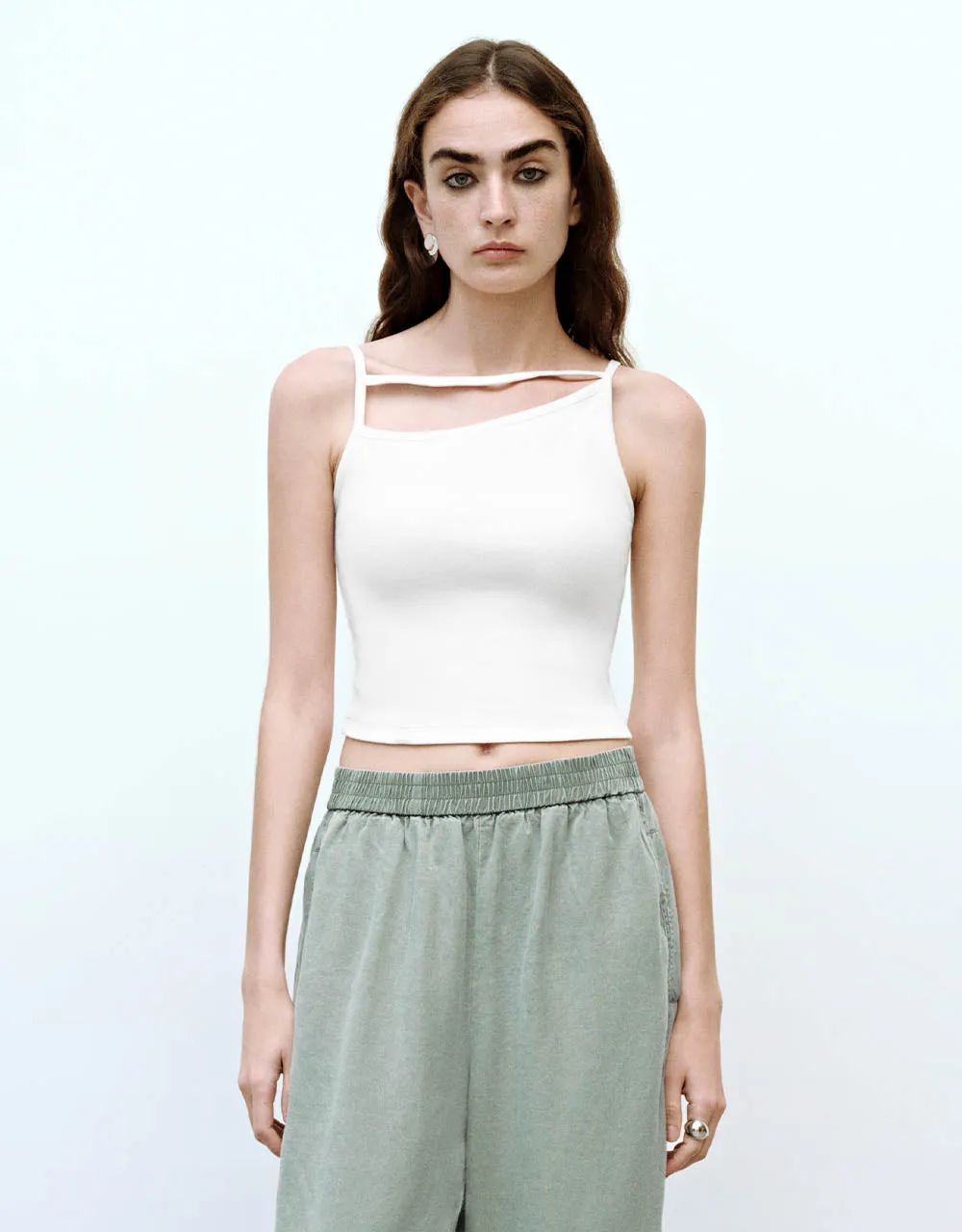One Shoulder Cropped Cami Top sold by Urban Revivo