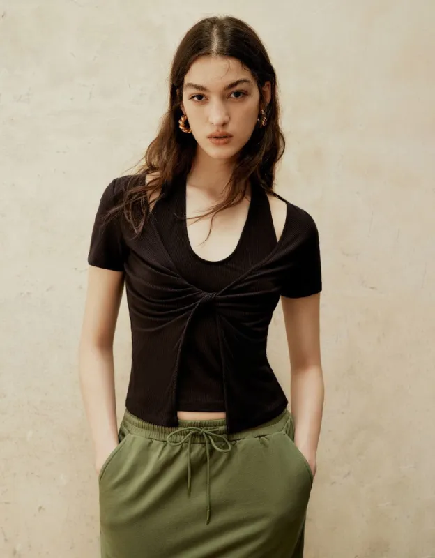 Twist Front Skinny T-Shirt sold by Urban Revivo