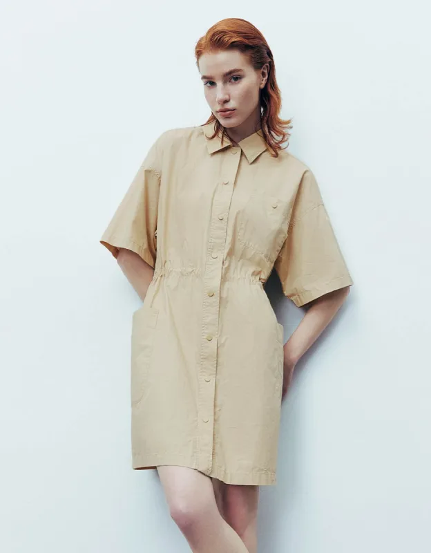 Elastic Waist Straight Shirt Dress sold by Urban Revivo