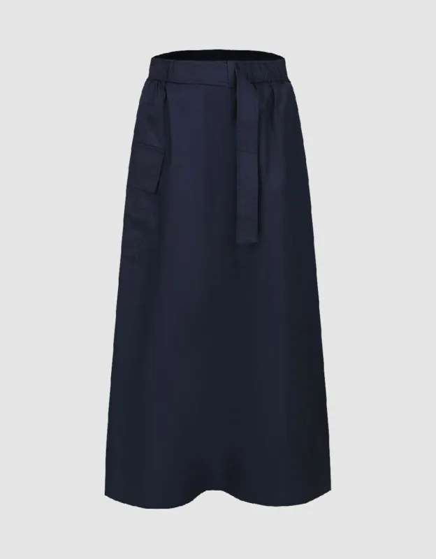 Elastic Waist Midi A-Line Skirt sold by Urban Revivo
