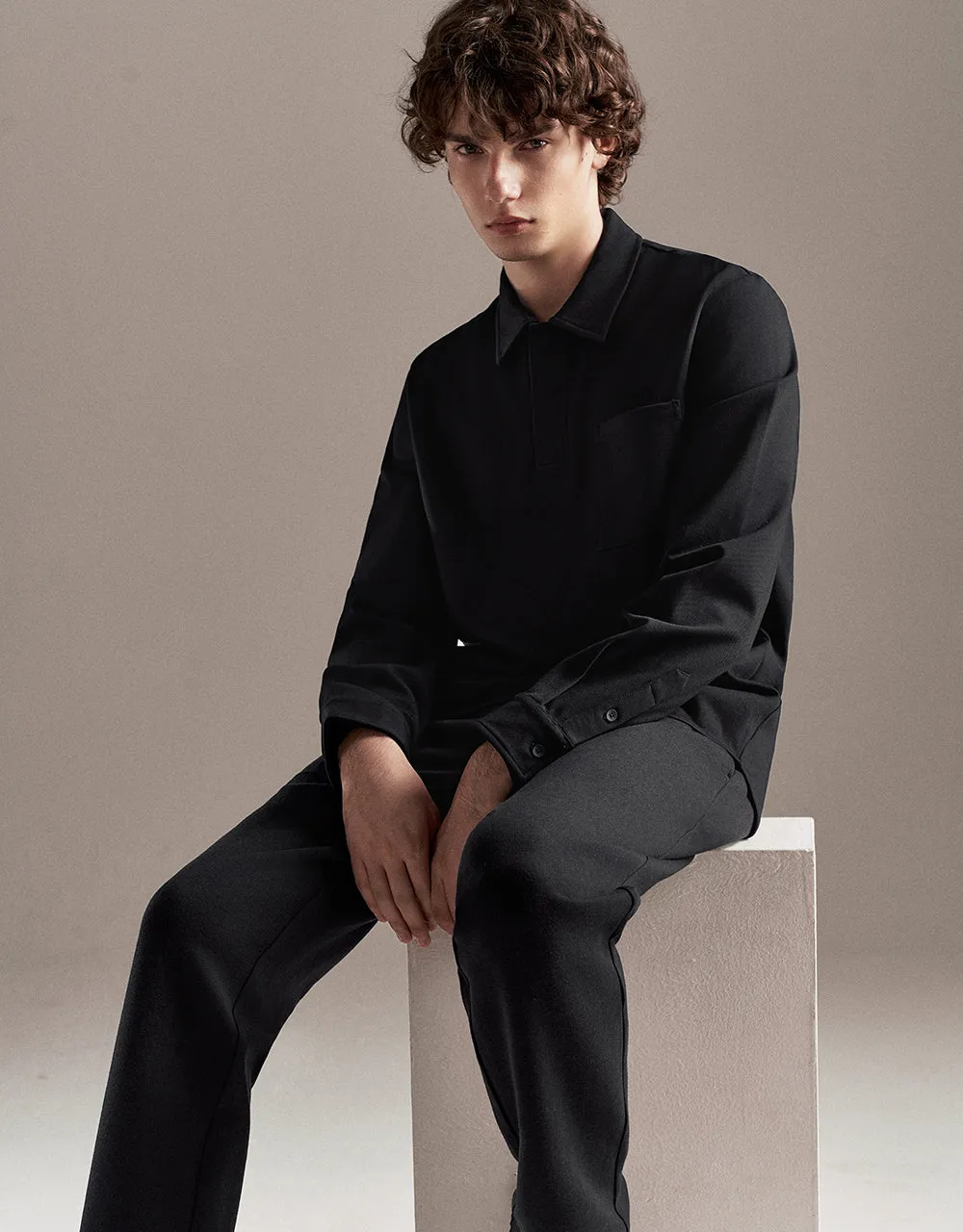 Button Half Placket Straight Polo Shirt sold by Urban Revivo product image thumbnail 5