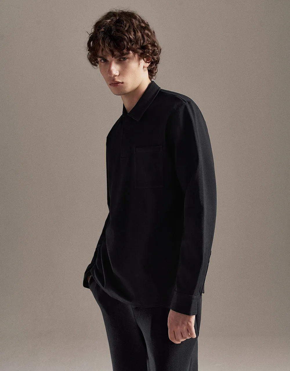 Button Half Placket Straight Polo Shirt sold by Urban Revivo product image thumbnail 3