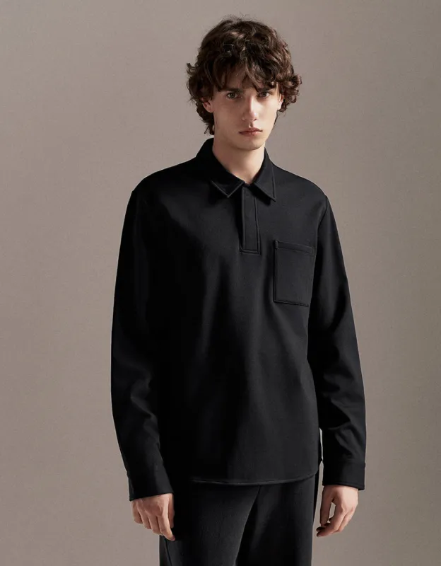 Button Half Placket Straight Polo Shirt sold by Urban Revivo