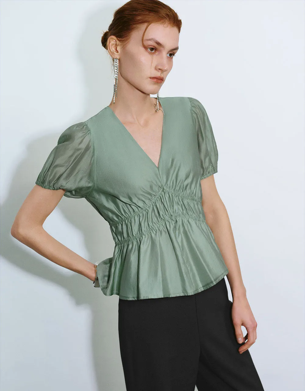 V-Neck Skater Blouse sold by Urban Revivo product image thumbnail 3