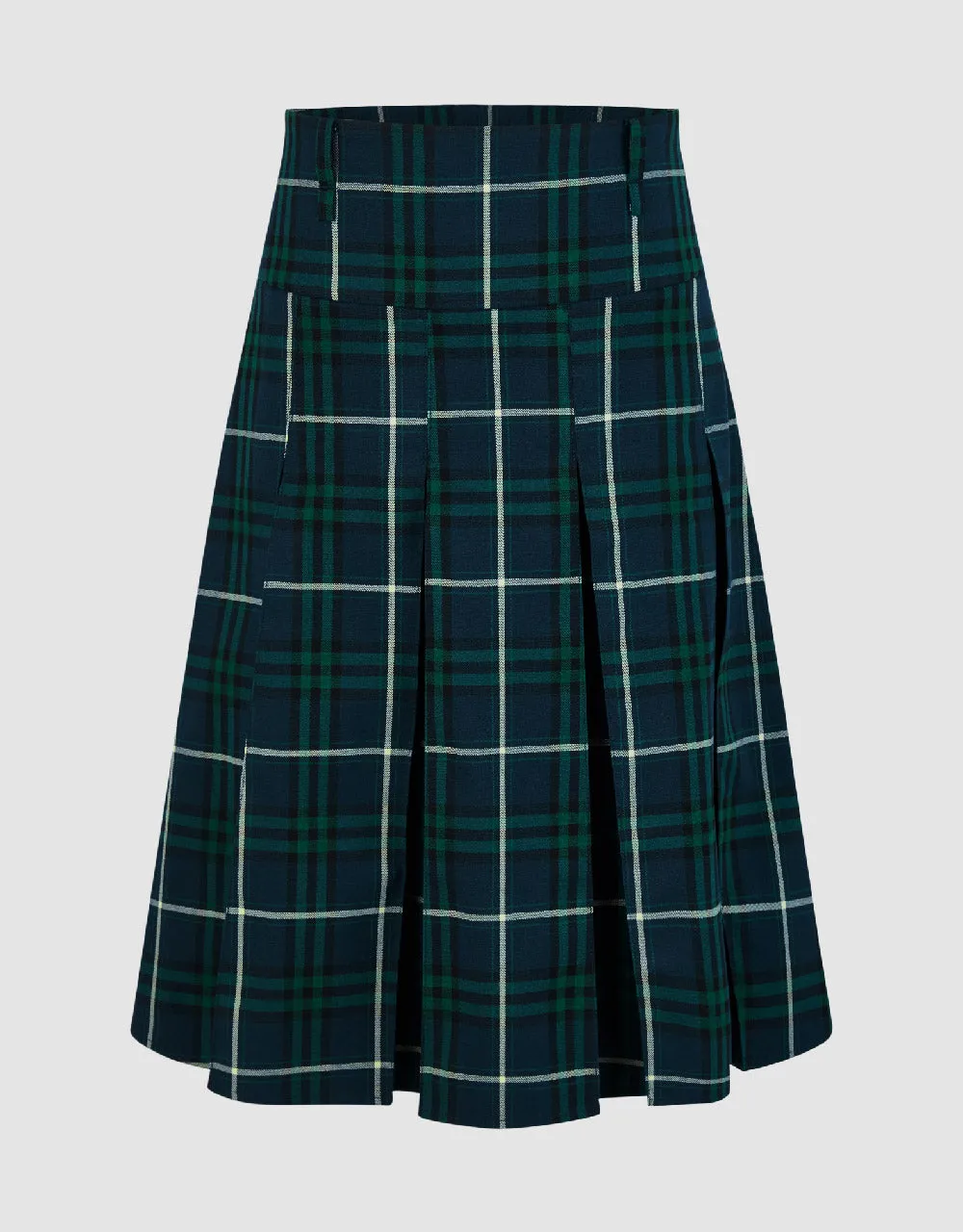 Pleated Plaid Midi A-Line Skirt sold by Urban Revivo