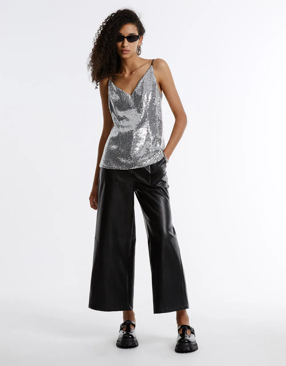 Faux Leather Wide Leg Pants sold by Urban Revivo product image thumbnail 2