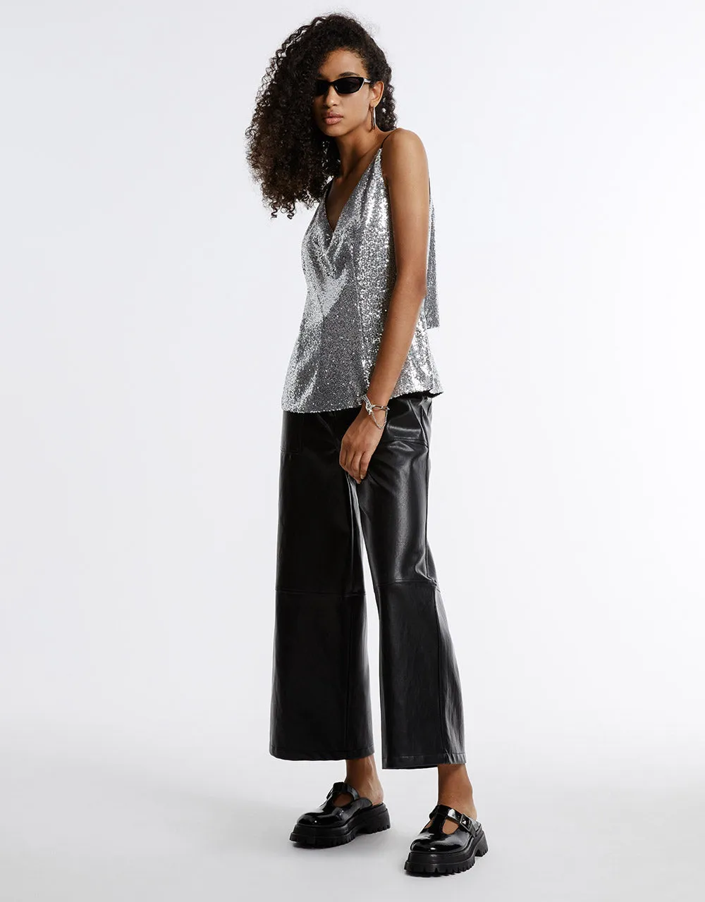 Faux Leather Wide Leg Pants sold by Urban Revivo product image thumbnail 5