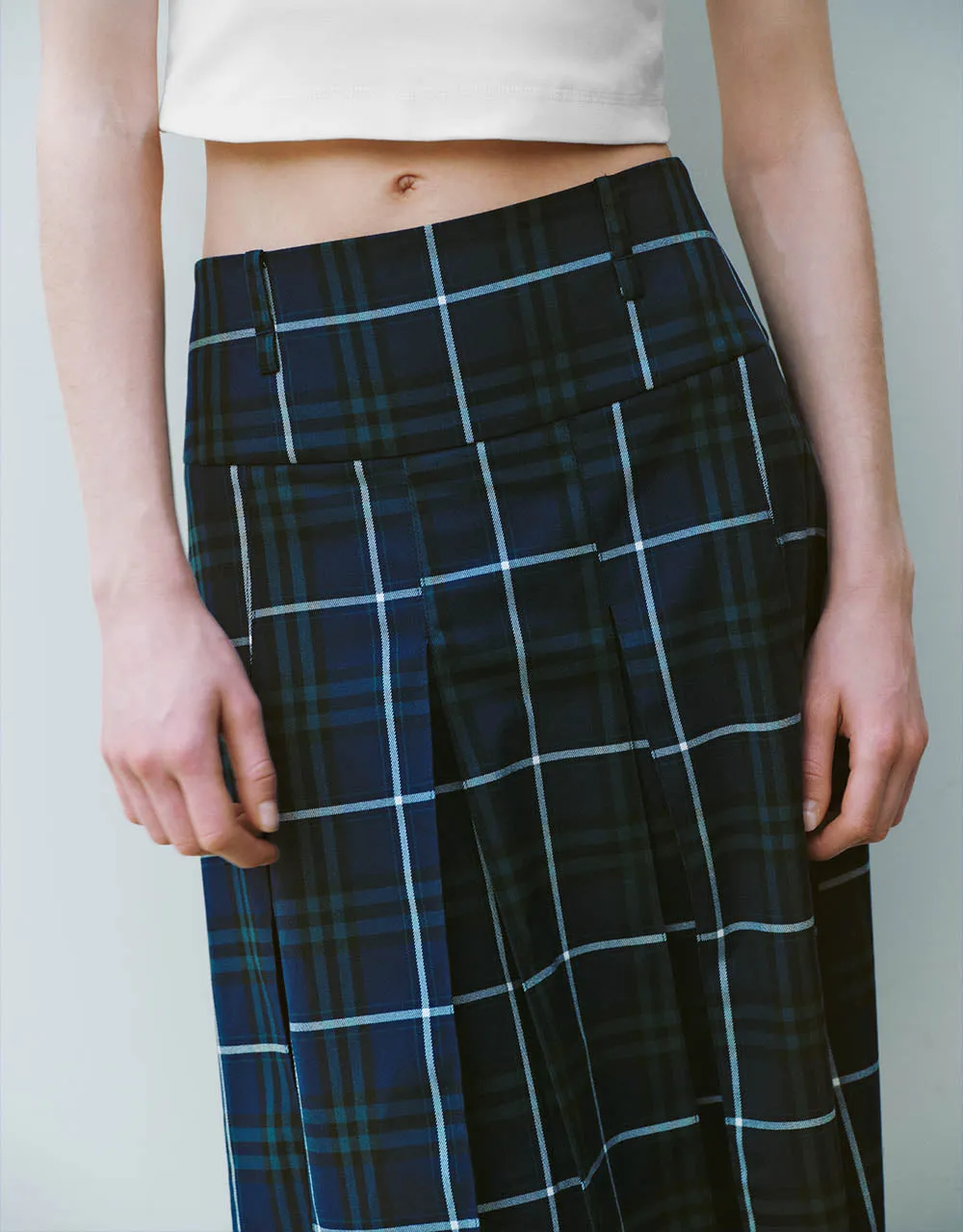 Pleated Plaid Midi A-Line Skirt sold by Urban Revivo product image thumbnail 5