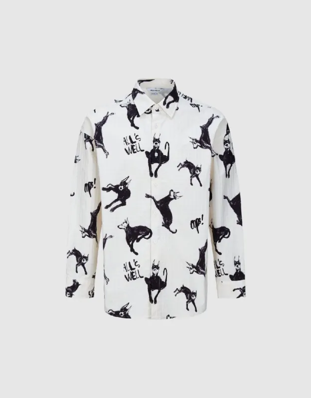 Dog Printed Loose Shirt made by Urban Revivo