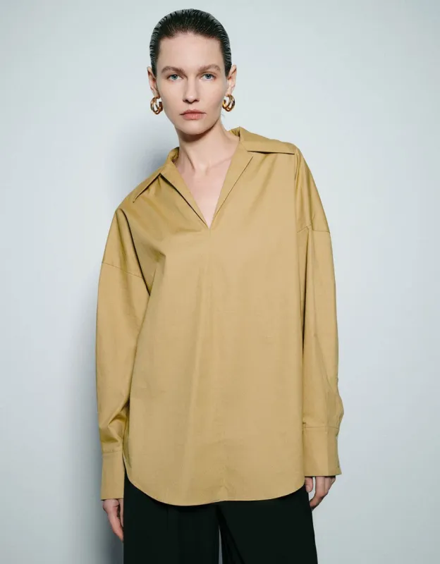 Straight V-Neck Overhead Shirt sold by Urban Revivo