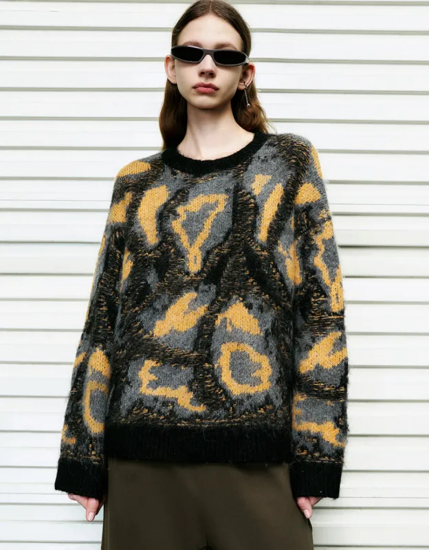 Printed Crew Neck Loose Sweater sold by Urban Revivo