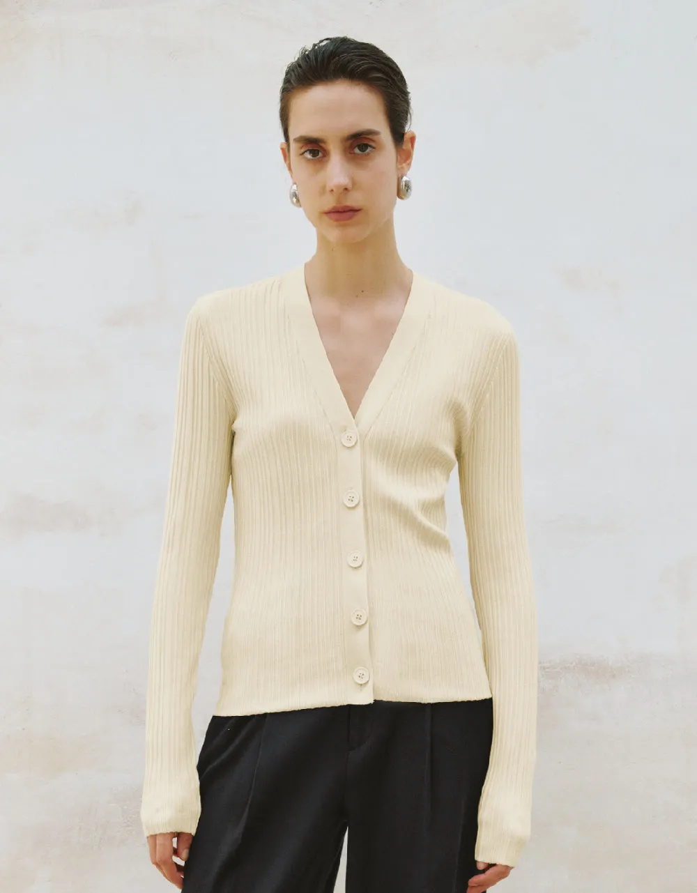 V-Neck Knitted Cardigan sold by Urban Revivo