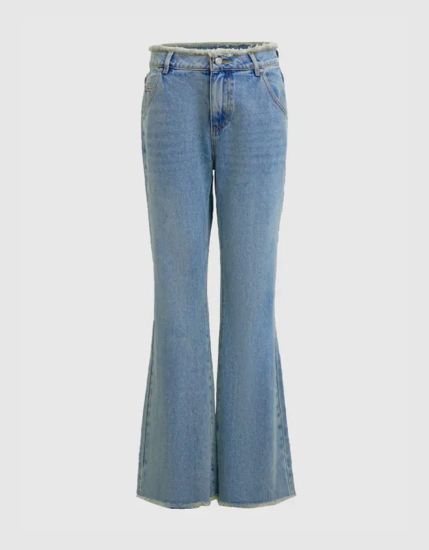Raw Hem Flare Jeans sold by Urban Revivo