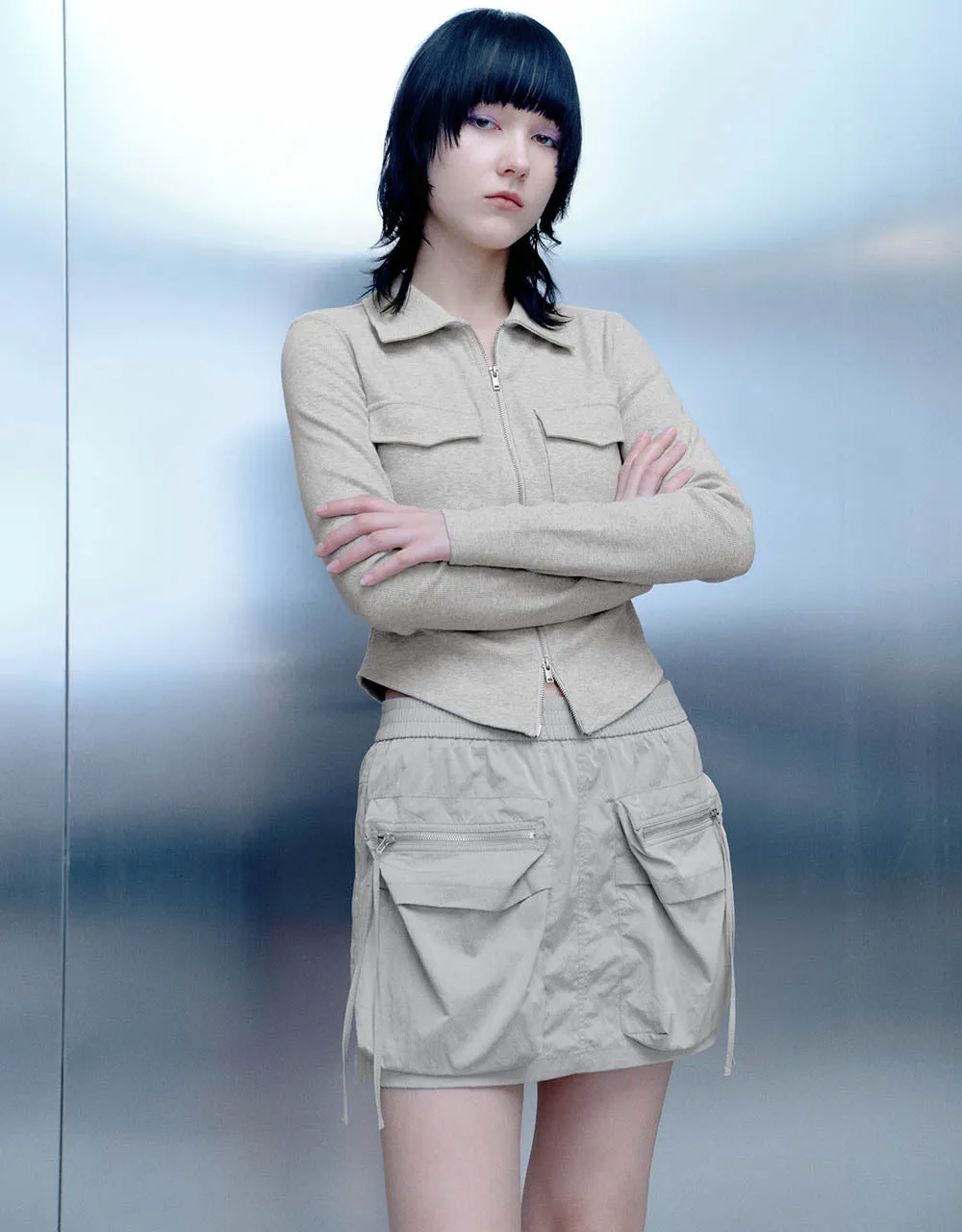 Zipper Front Skinny Shirt sold by Urban Revivo product image thumbnail 3