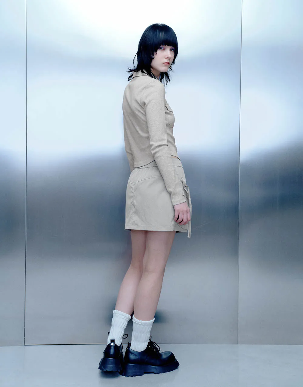 Zipper Front Skinny Shirt sold by Urban Revivo product image thumbnail 5