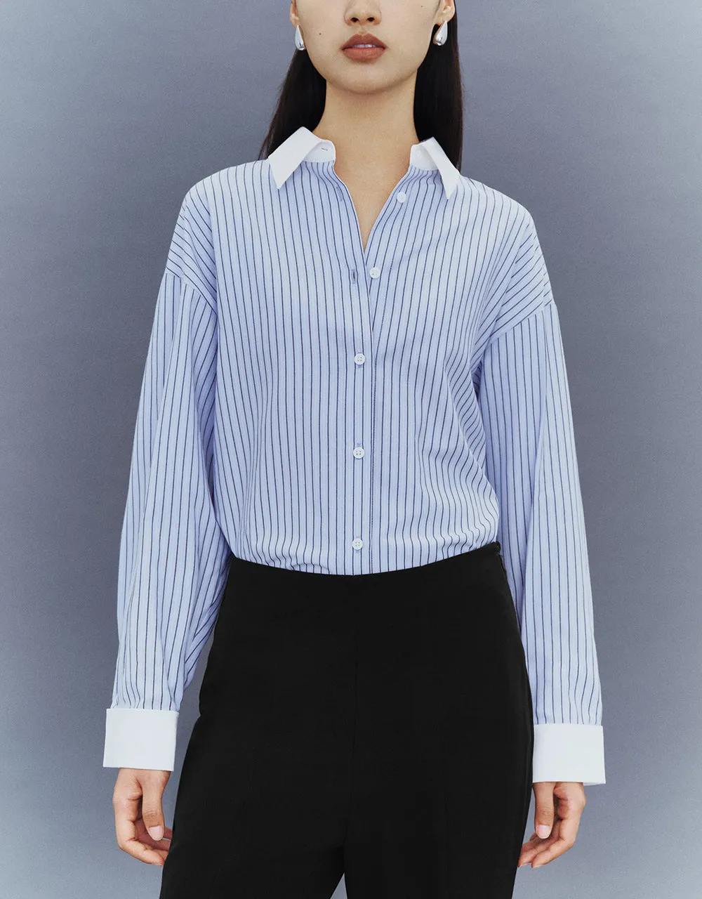 Striped Button Up Lapel Shirt sold by Urban Revivo product image thumbnail 2