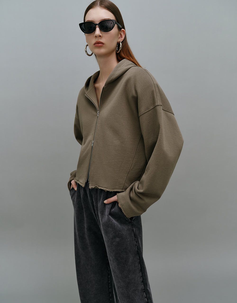 Zipper Front Hooded Jacket sold by Urban Revivo product image thumbnail 3