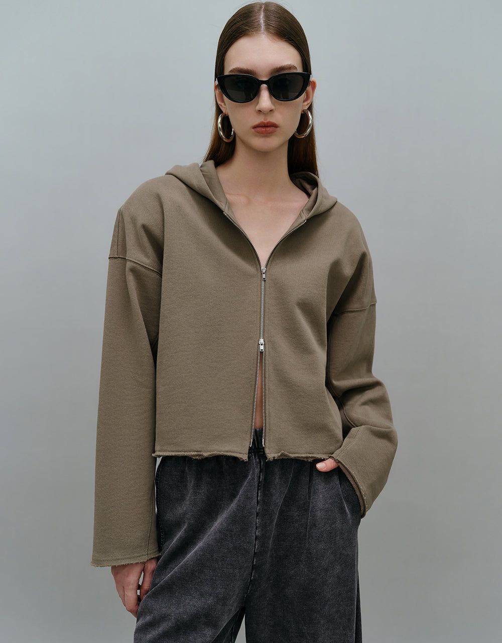 Zipper Front Hooded Jacket sold by Urban Revivo