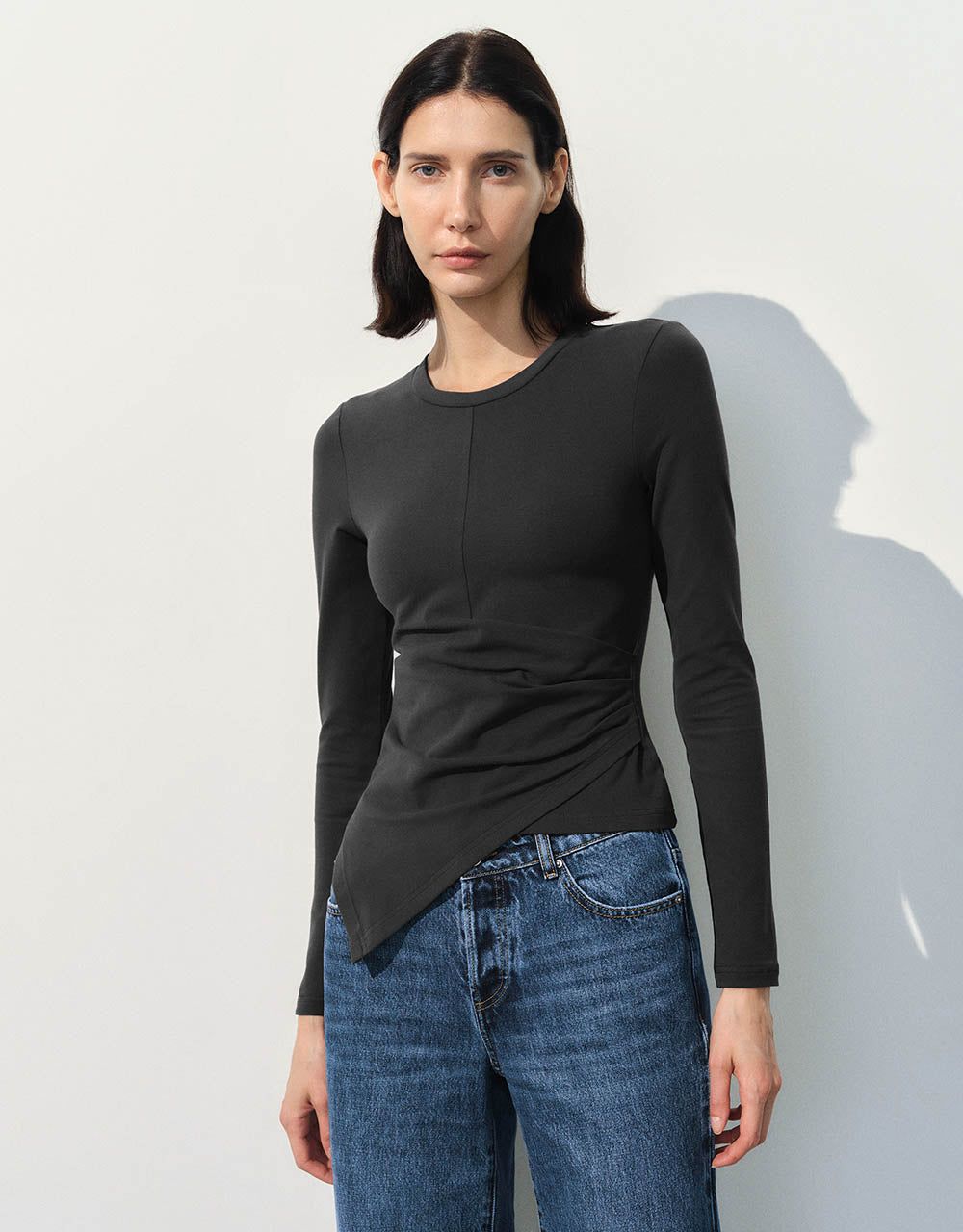 Asymmetric Crew Neck T-Shirt sold by Urban Revivo