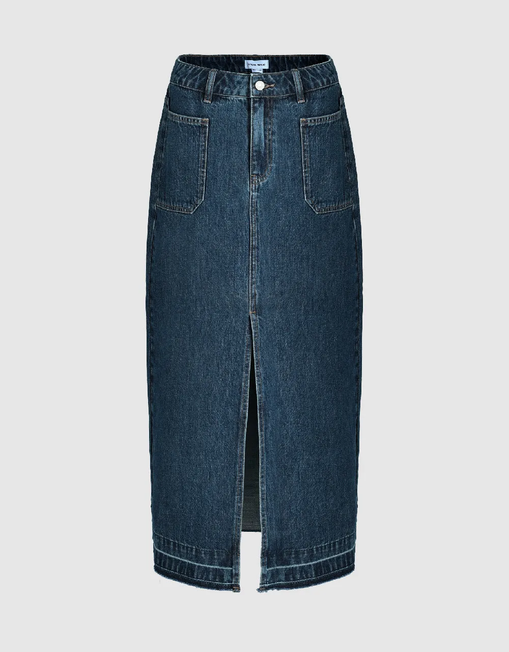 Front Pocket Midi Straight Denim Skirt sold by Urban Revivo